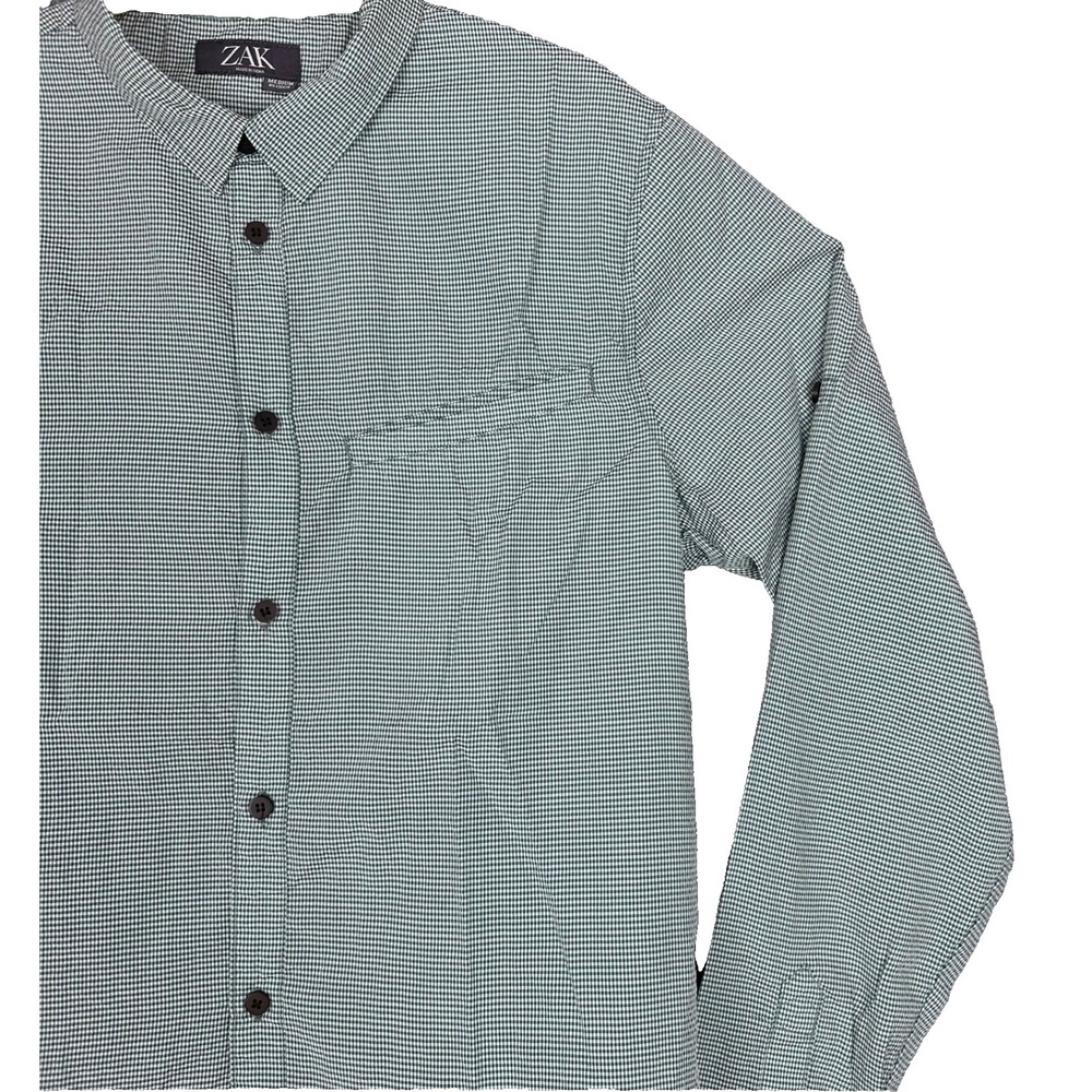 Zak Green Gingham Button Up Long Sleeve Lightweight Shirt Size Medium